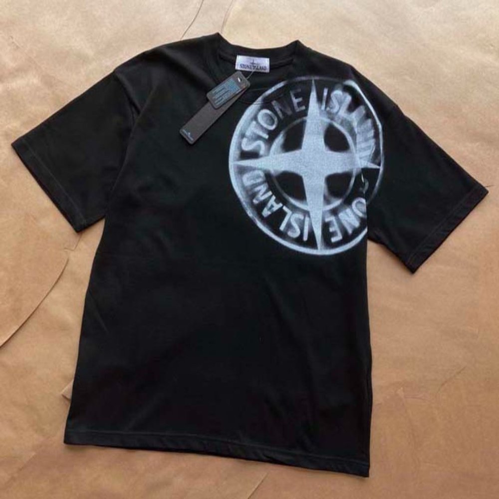 Stone Island Cross Compass Rendering Black T-Shirt